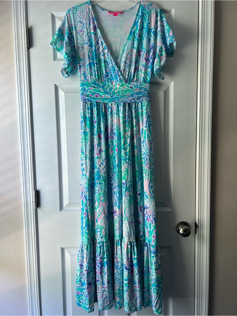 Lilly Pulitzer Jessie dress Turquoise & Aqua Floral Maxi Dress